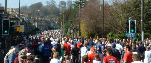 Bath Half Marathon Runners in 2006 on NewBridge Road